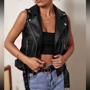 NWT Medium SHEIN ICON Zip Up PU Leather Jacket